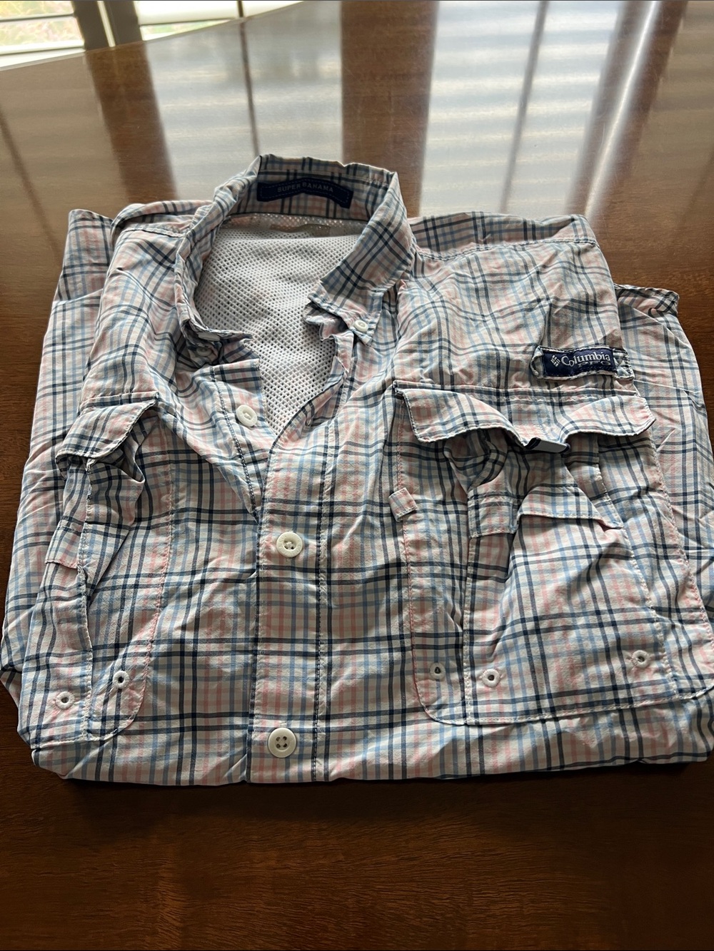 Columbia Men's Plaid Button-Down Shirt - Blue & Pink